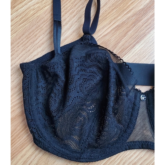 NWT Chantelle c Jolie floral lace demi underwire bra black romantic adjustable - Picture 5 of 12